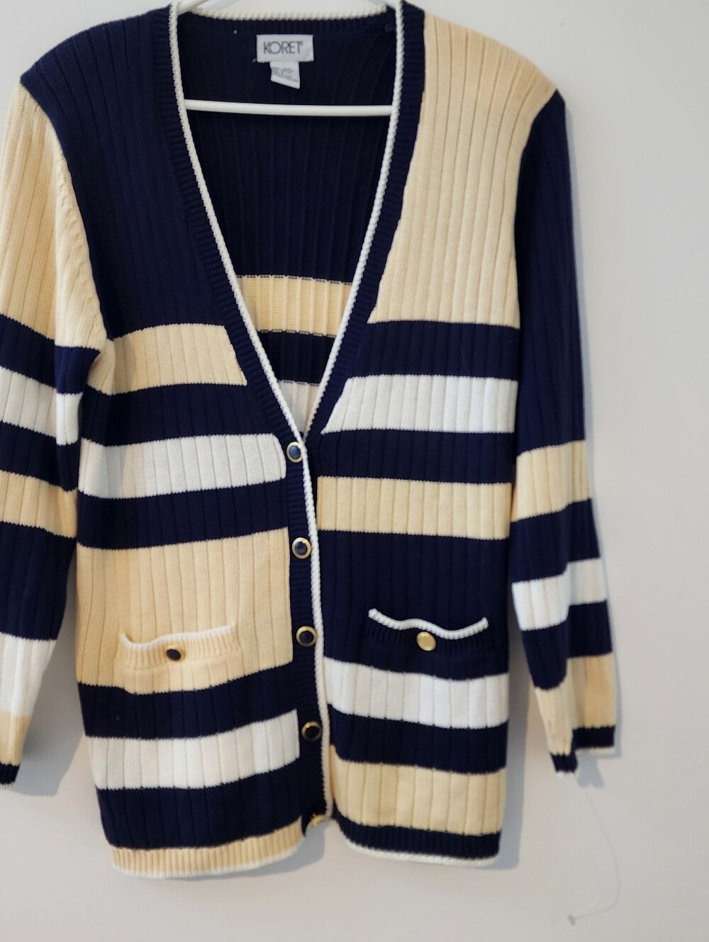 Vintage Koret Cardigan Sweater Women's S Ribbed Y2K 90's Stripe Academia School